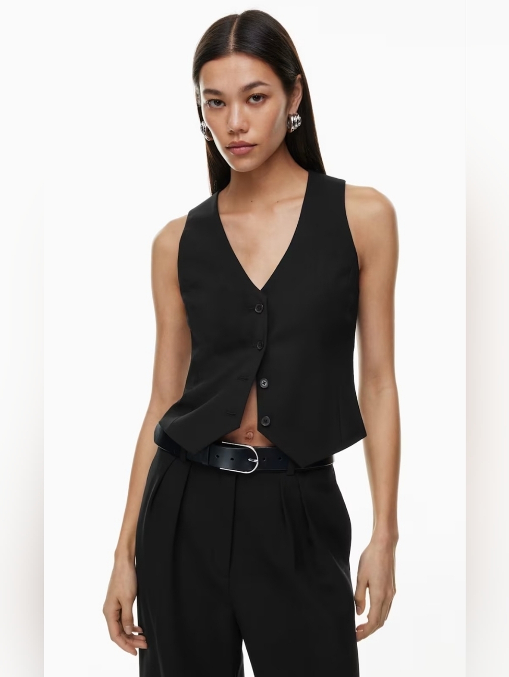 Babaton Deniro Black Classic Button Vest